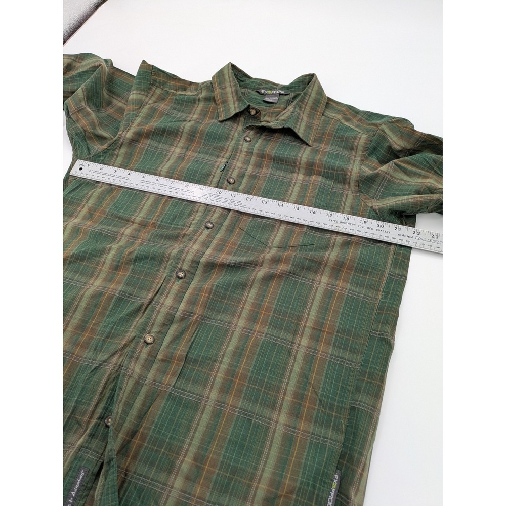EXOFFICIO Mens Large Green Brown Plaid Long Sleeve Button Up Outdoor Travel - Picture 5 of 9